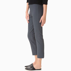 Pantalon legging classique uni taille moyenne longueur cheville fendu - Gris