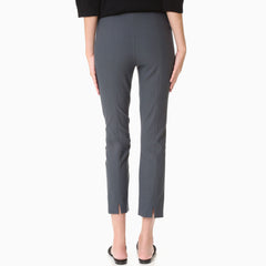 Pantalon legging classique uni taille moyenne longueur cheville fendu - Gris
