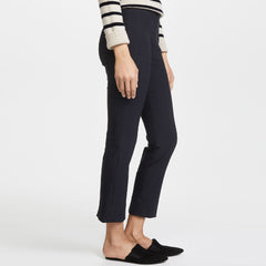 Pantalon legging classique uni taille moyenne longueur cheville fendu - Bleu marine