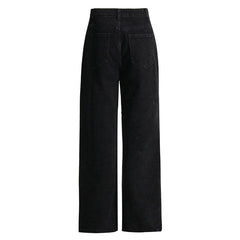 Cool Dark Wash Frayed CutOut High Waist Straight Leg Denim Jeans