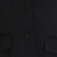 Einreihiger Blazer mit überkreuzten Cut-Outs und Kristallschleife - Schwarz