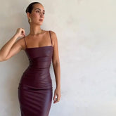 ENNY MIDI-Kleid aus PU-LEDER mit Schnürung