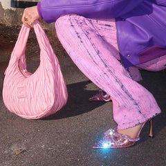 Escarpins à talon aiguille à bout pointu et nœud en cristal Dazzle - Rose