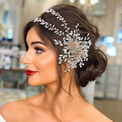 Bandeau à volants délicat orné de strass et de fleurs - Doré