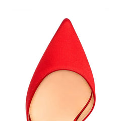 Escarpins à talons aiguilles en satin à bout pointu et nœud papillon spectaculaire - Rouge