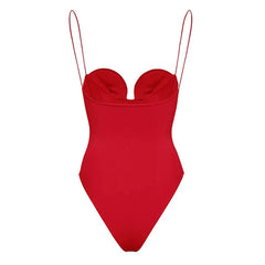 Maillot de bain une pièce brésilien à décolleté en cœur avec décor de rosette 3D Edgy