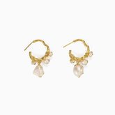 Elegant Gold Plated Pearlized Beaded Stud Earrings - Gold