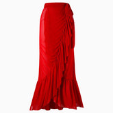 Fließender Maxi-Sarong mit hoher Taille und Fliege und Rüschen, Meerjungfrau-Stil