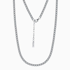 Iced Out Cubic Zirconia Rhodium Plated Sterling Silver Tennis NeckLace