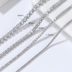 Iced Out Cubic Zirconia Rhodium Plated Sterling Silver Tennis NeckLace
