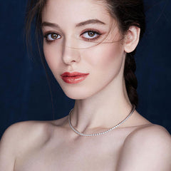 Iced Out Cubic Zirconia Rhodium Plated Sterling Silver Tennis NeckLace