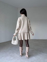 Winona Turtleneck Sweater Pleated Skirt Set