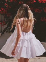 Ruffled Backless Halter Dress