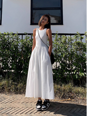 Mixed Media Long Dress(Pockets Design)