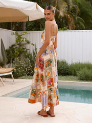 Graffiti Print Sleeveless Long Dress