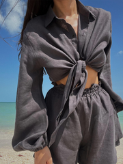 Cotton Bubble Two Piece Shorts Set