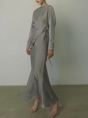 Cross Tie Back Solid Skirt Set