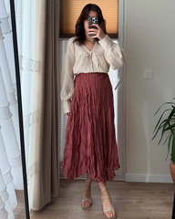 Pleated midi skirt