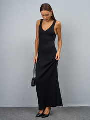 Knit Sleeveless Slim Fit Long Dress
