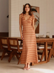 V-neck textured dress