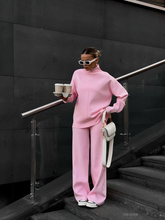 Knitted split top and trouser set