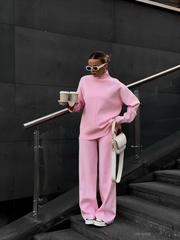 Knitted split top and trouser set