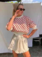 Strawberry Jacquard Short Sweater