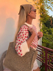 Strawberry Jacquard Short Sweater