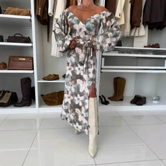 Printed Waist Slit Dress