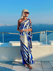 Digital Print Off-Shoulder Loose Dress