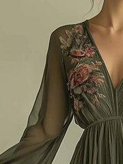 Printed V-Neck Dress