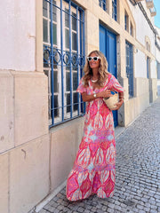 Printed V-Neck Dress