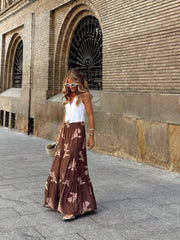 Elastic Waist Printed Full Skirt