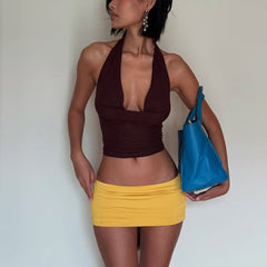 Thong-Style High-Waisted Short Skirt Set