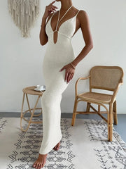 Hollowed-Out Halter Dress