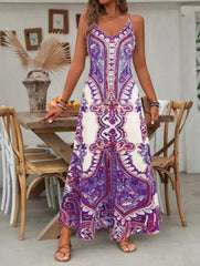 Robe longue d'été à imprimé vintage