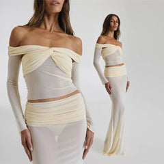 OFF-SHOULDER-TOP und MAXI-Rock-SET