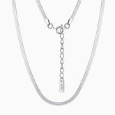 Minimalist Sided Snake Pure Sterling Silver 1.8MM Flat Chain NeckLace