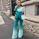 Opulentes Blazer-Set mit Farbverlauf, Revers und einem Knopf, gepolstert