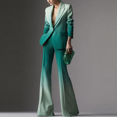 Opulentes Blazer-Set mit Farbverlauf, Revers und einem Knopf, gepolstert