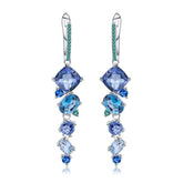 Opulent Mixed Shaped Swiss Blue Topaz Mystic Quartz Drop Earrings