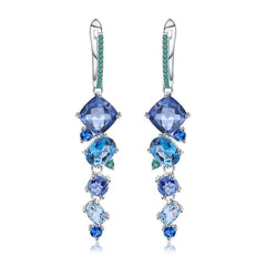 Opulent Mixed Shaped Swiss Blue Topaz Mystic Quartz Drop Earrings