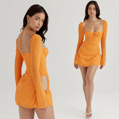 ETSUKO – Langärmliges Minikleid mit Schnürung