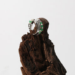 Persönlichkeit Perlen Edelstein Perlen Mehrlagiger Offener Manschettenring - Silber