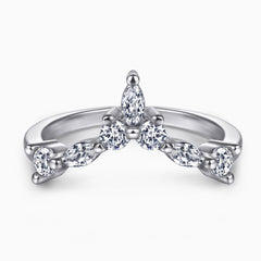 Ruhiges Luxus-Schmuckset aus Sterlingsilber mit Zirkonia-Halo-Cluster in V-Form