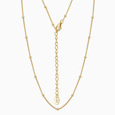 Quiet Luxury Tiny Bead Station Pure Sterling Silver 1MM Curb Chain NeckLace