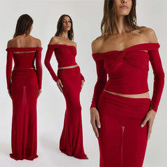 OFF-SHOULDER-TOP und MAXI-Rock-SET