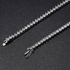 Collier chaîne tennis en argent sterling plaqué rhodium avec moissanite de 3 mm