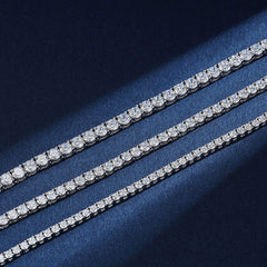 Rhodium Plated Sterling Silver 4MM Cubic Zirconia Tennis Chain NeckLace