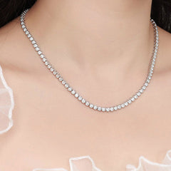Collier de tennis en argent sterling plaqué rhodium avec lunette en moissanite de 3 mm
